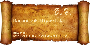 Barancsek Hippolit névjegykártya
